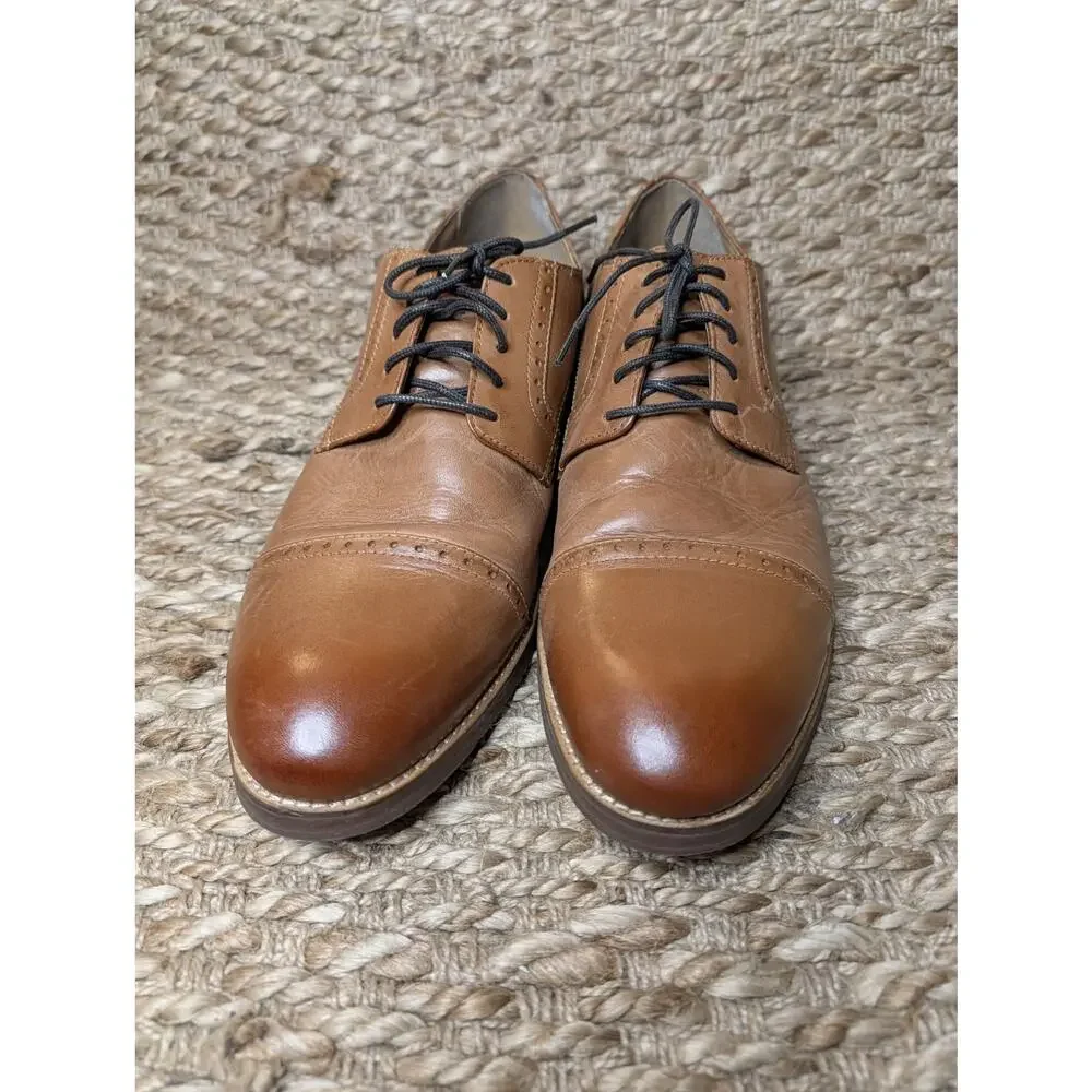Nunn Bush Dress Shoes Mens 13 M Brown Leather Cap-Toe Oxford Lace Up